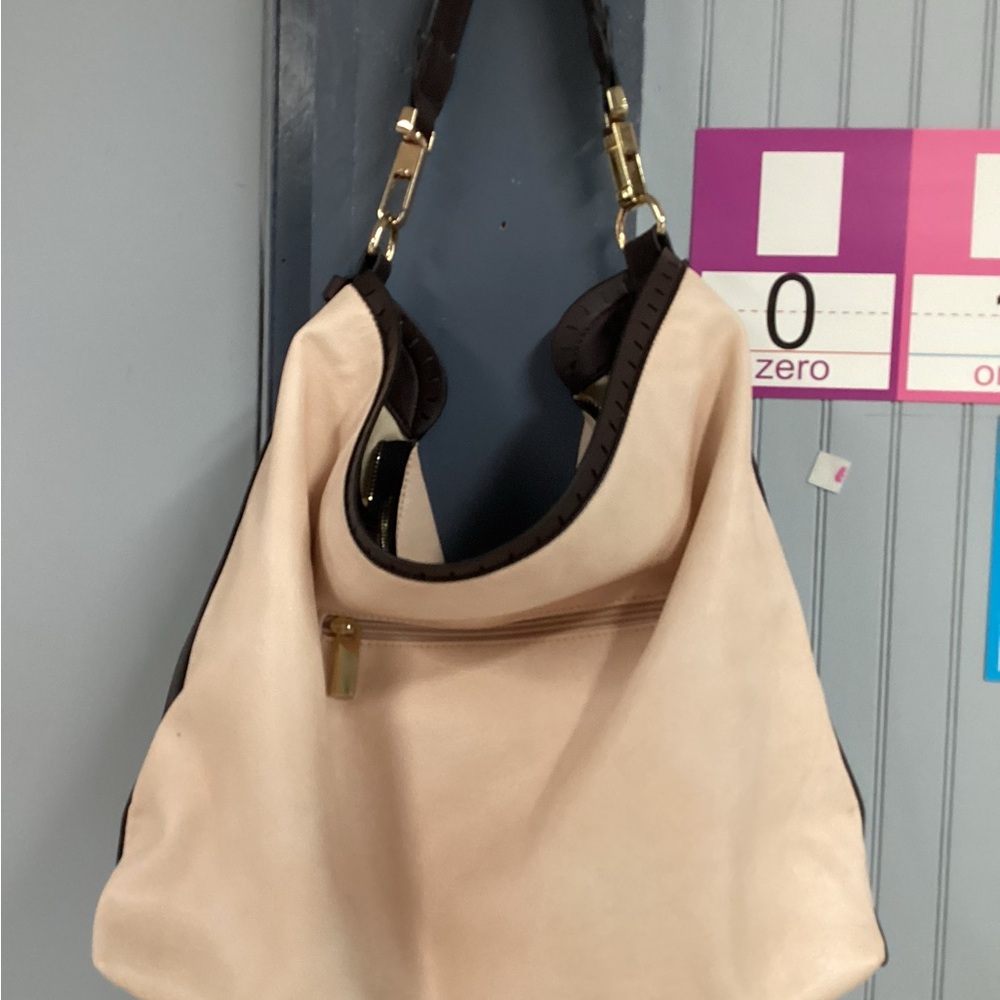 Elegant Cream and Brown Women's Bag